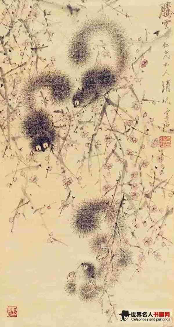 虚谷《梅花松鼠》