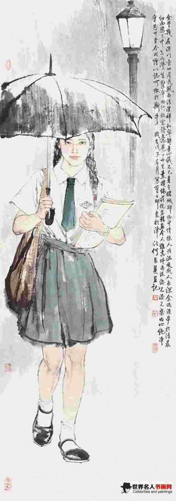 何家英作品《澳门女学生》