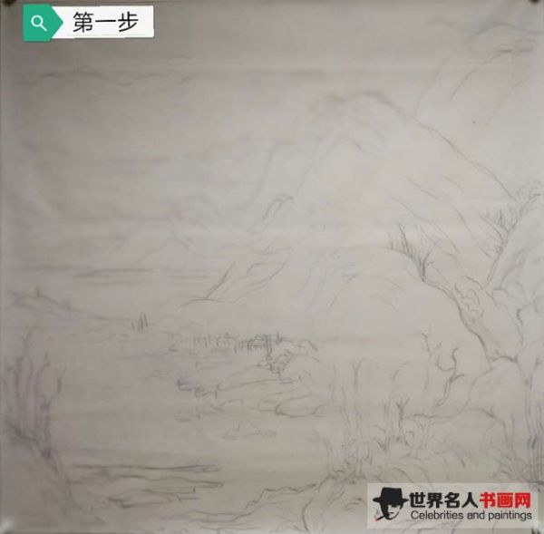 画家杨金书：五代画家董源作品《龙宿郊民图》临摹步骤