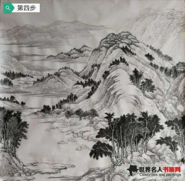 画家杨金书：五代画家董源作品《龙宿郊民图》临摹步骤