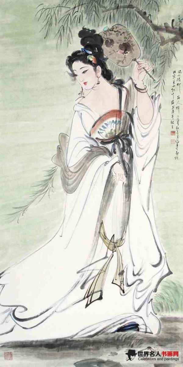 画家王平代表作品《风吹杨柳丽人行》