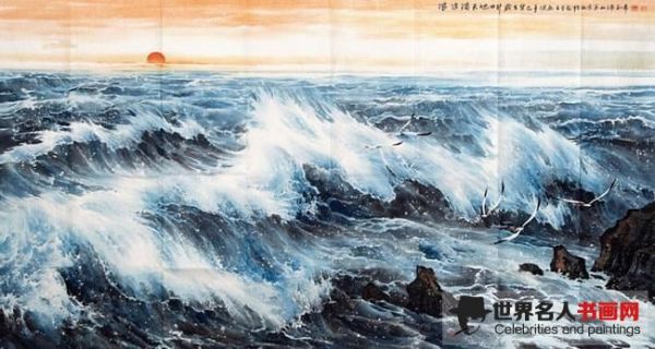 画家王平代表作品《大海》