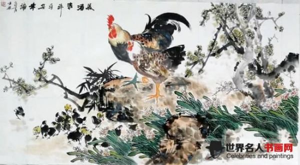 卢士杰国画作品鸡