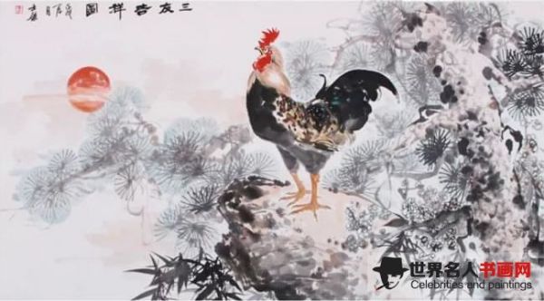 卢士杰国画作品鸡