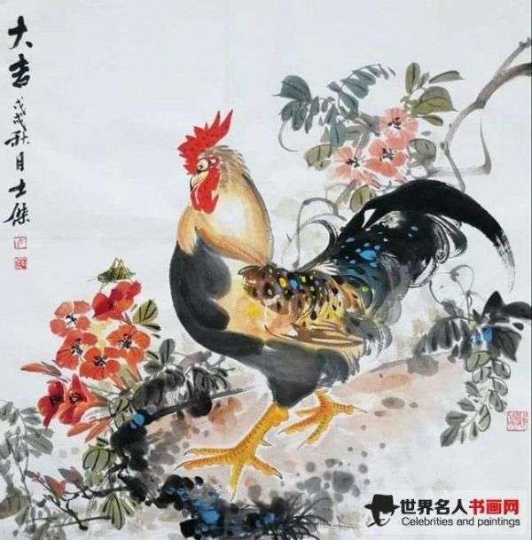 卢士杰国画作品鸡