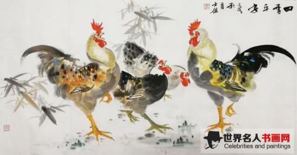卢士杰国画作品鸡