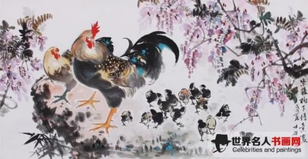 卢士杰国画作品鸡