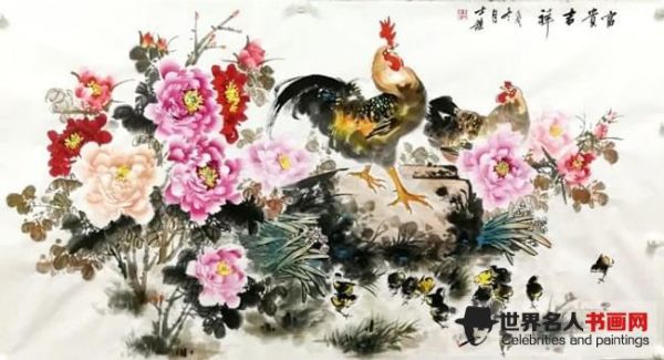 卢士杰国画作品鸡
