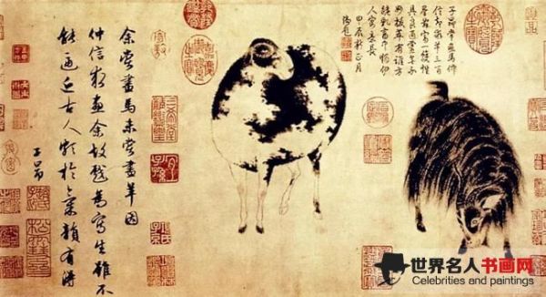 赵孟頫作品《二羊图》