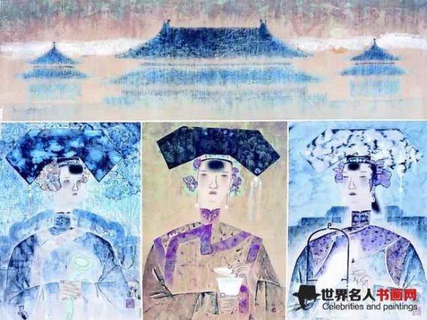 安佳彩墨工笔人物画《深宫花寂怨》