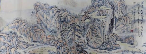北京名人书画家牛占芳的墨染画香山水情