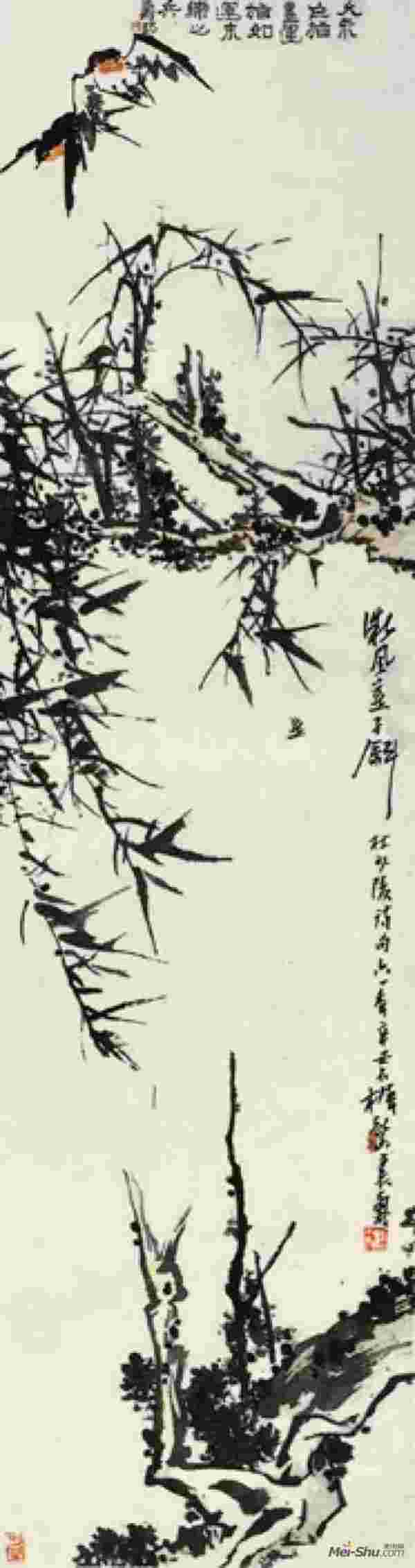 《微风燕子图》近代潘天寿纸本设色指画