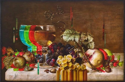 若兰多 &middot;（奥兰）&middot; 温杜拿（Rolando (Olan) Ventura）《静物与酒杯和水果》