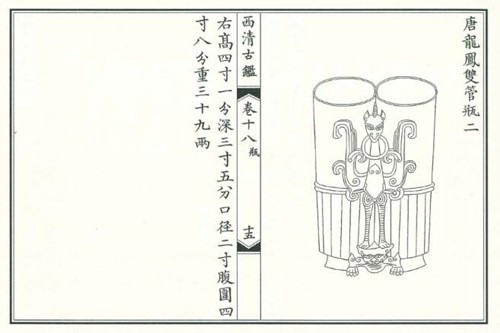 《西清古鉴》卷十八记载的唐龙凤双管瓶