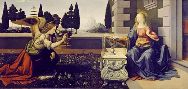 达芬奇油画《天使报喜》